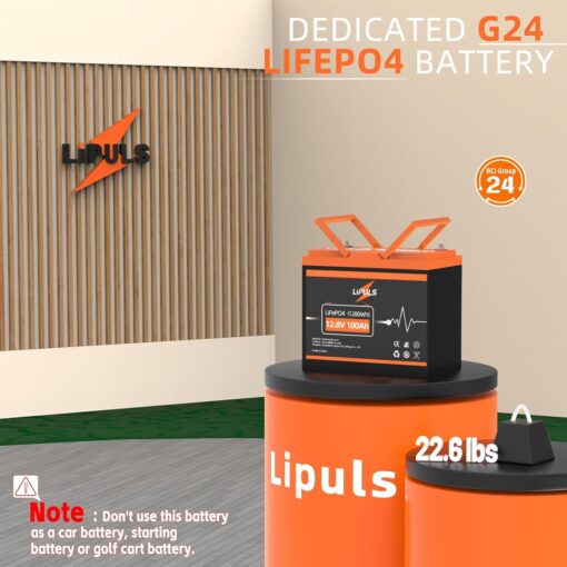 12.8V 100Ah LiFePO4 Lithium Deep Cycle Battery, Group 24 Size with Built-in 100A BMS, Max.1280Wh Lithium Iron Phosphate Battery - Image 4