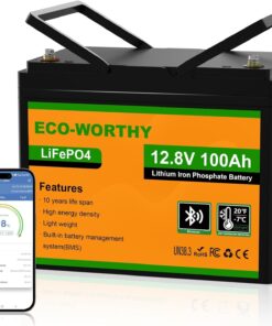 ECO-WORTHY 12V 100AH LiFePO4 Lithium Battery with Bluetooth, Max.1280Wh Energy