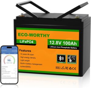 ECO-WORTHY 12V 100AH LiFePO4 Lithium Battery with Bluetooth, Max.1280Wh Energy