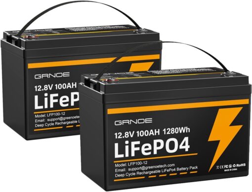 12V 100Ah LiFePO4 Battery Group 31 With Built-in 100A BMS, 1280Wh Lithium Battery with 15000 Deep Cycles