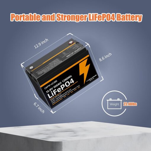 12V 100Ah LiFePO4 Battery Group 31 With Built-in 100A BMS, 1280Wh Lithium Battery with 15000 Deep Cycles - Image 2