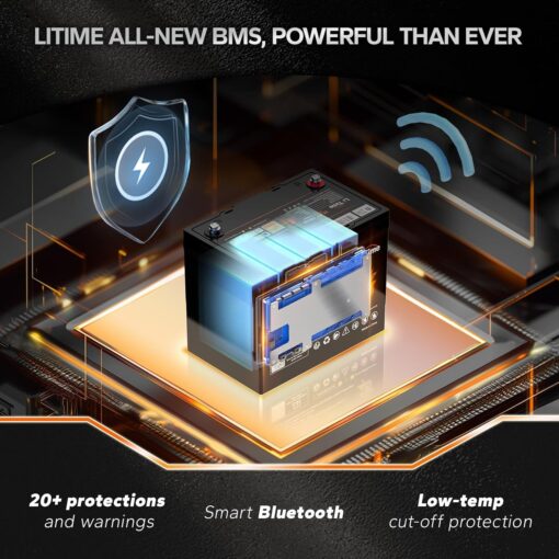 LiTime 12V 100Ah Group 24 Bluetooth LiFePO4 Battery, Deep Cycle Lithium Batter - Image 4