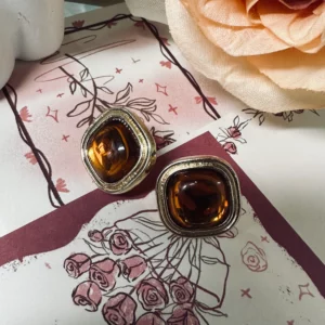 Vivian Vintage Design Earrings - Copper Alloy with Zircon & Gemstones