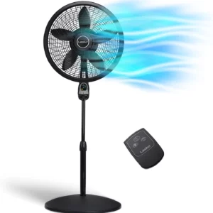 Lasko Cyclone 18" Oscillating Pedestal Fan with Remote, Adjustable Height, 3 Speeds, Timer, Safety Plug